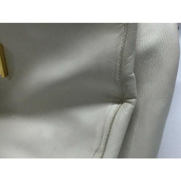 Prada Vitello Daino Handle Style Purse Super Soft White Leather Satchel - Picture 8 of 9